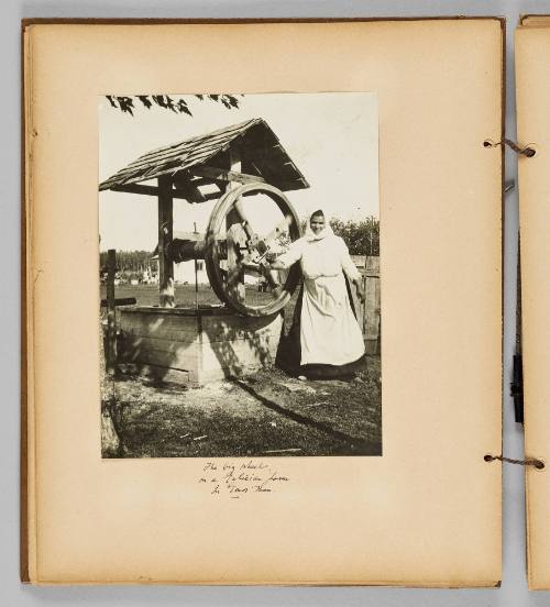 The big wheel on a Galician farm in Gonor, Man. [Page 18 of Wells and Pots album]
