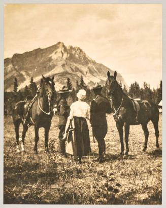 Royal N.W. Mtd Police receiving visitors, Banff Park.
