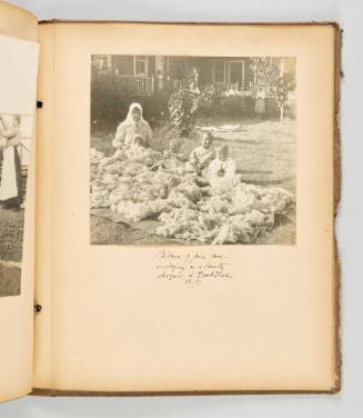 Billows of pure wool a-drying in a Community door yard, in Grand Forks, B.C [Page 79 of The Doukhobors II album]
