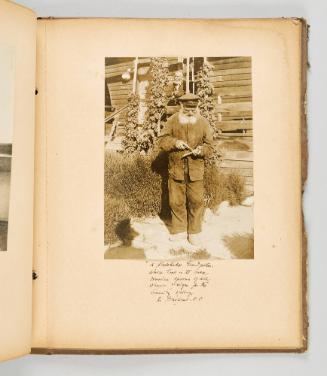 "A Doukhobor grandfather, whose task is to carve wooden spoons of all shapes + sizes for the Community village, in Brilliant, B.C [Page 71 of The Doukhobors II album]