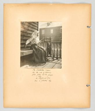 The Doukhobor woman has the art of spinning flax fibre at her finger tips. In Brilliant, B.C, This is Alecks" wife [Page 28 of The Doukhobors II album]