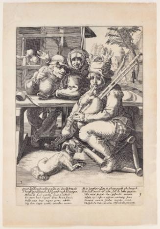 The Bagpipe Must Be Filled, Plate no. 3 from a Series of Proverbs after Karel van Mander