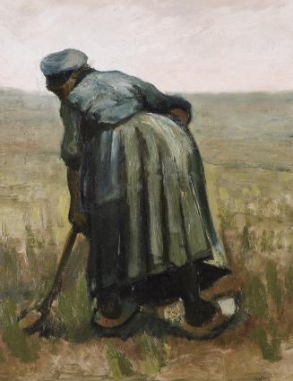 A woman with a spade, seen from behind