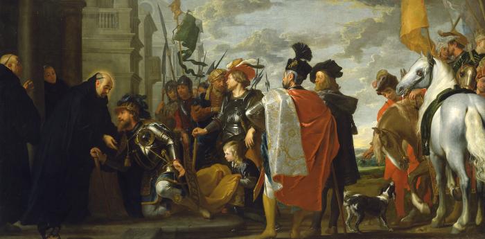 Saint Benedict receiving Totila, King of the Ostrogoths