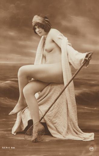 [Woman sitting in robe with fisherman's net]