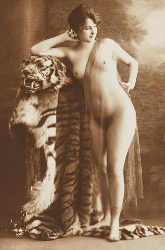 [Standing woman with tiger skin]