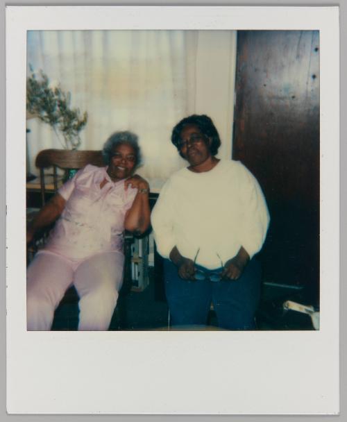 Levonia Brown 81st Birthday, July 4, 1986 [Two women sitting in home with plant]