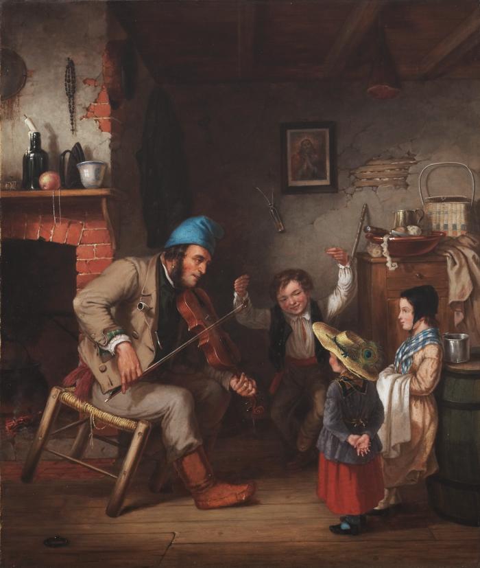 Fiddler and Boy Doing Jig