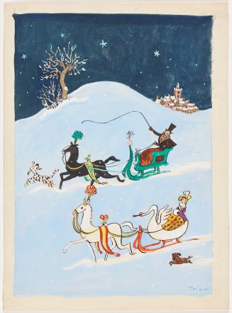 Two horse-drawn sleighs