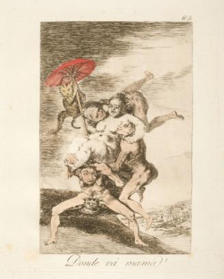 Where is mother going?   Plate 65 from "Los Caprichos"