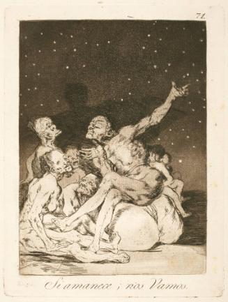 When day breaks, we will be off   Plate 71 from "Los Caprichos"