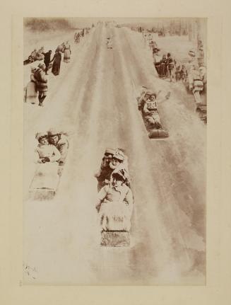 Tobagganing "The Race", Montreal (composite) (recto); Ice Cutting, Montreal (verso)