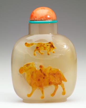 Snuff Bottle with a Camel and Monkey