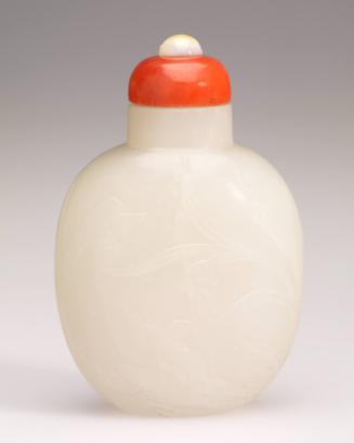 Snuff Bottle carved with a Quail Sitting on Rockwork