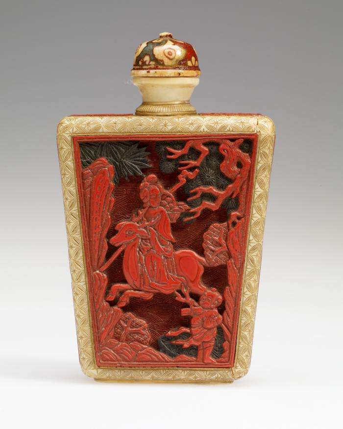 Snuff Bottle with Boating Scene and Xi Wangmu