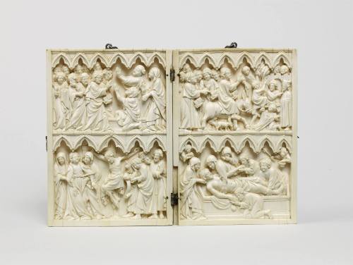 Diptych: The Raising of Lazarus and The Crucifixion, and The Entry into Jerusalem and The Entombment