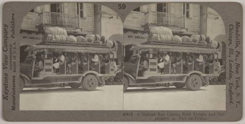 A Haitian Bus Carries Both Freight and Passengers in Port-au-Prince, Haiti