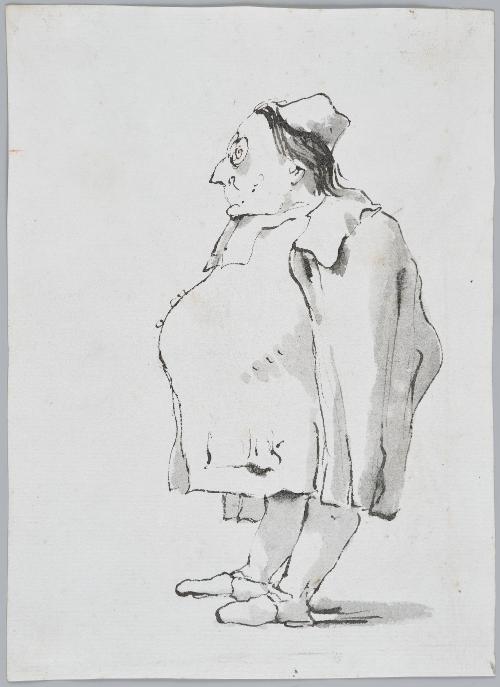 A Caricature of a Man, in profile, Wearing a Hat and a Pair of Spectacles