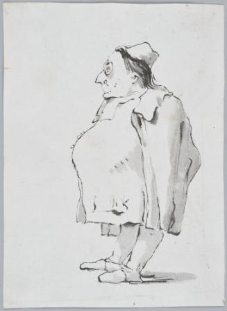 A Caricature of a Man, in profile, Wearing a Hat and a Pair of Spectacles