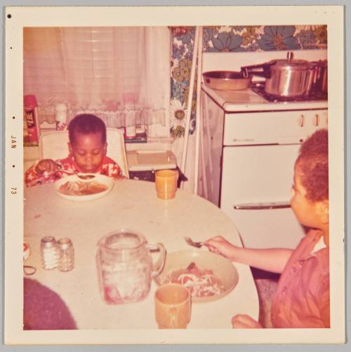 Little Franklin is eating his food
