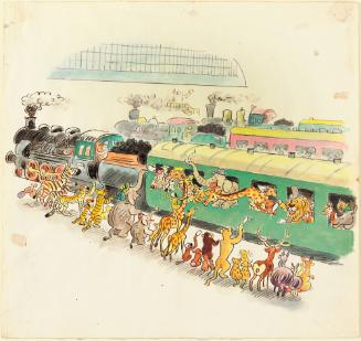 Going to the Conference by Train, Illustration for Page 24 The Animals' Conference