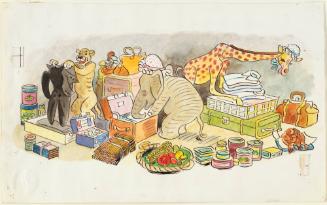 Preparing and Packing for the Conference, Illustration for Page 23 the Animals' Conference