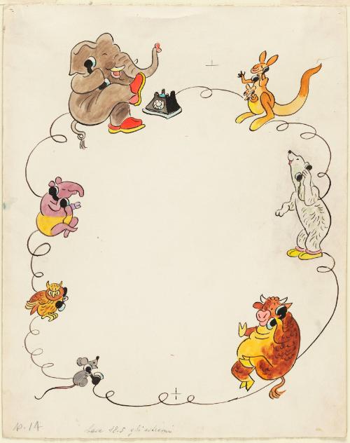 Oscar the Elephant Shares His Idea  Illustration for page 14 from the Animal's Conference