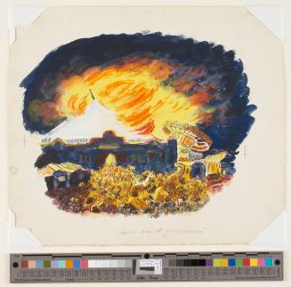 Bombing of a Circus Tent, Illustration for page 9 from The Animals' Conference