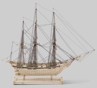 Bone Model of a Single Deck Ship Carrying 16 Guns with Rakish Lines