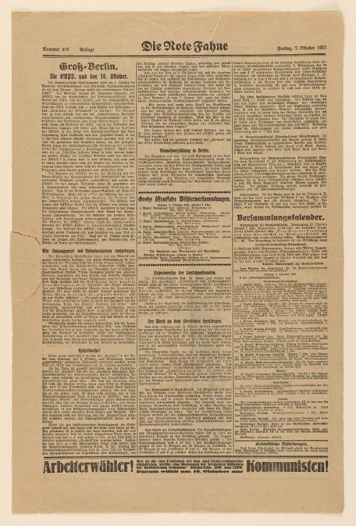 Die Rote Fahne, 7 October 1921