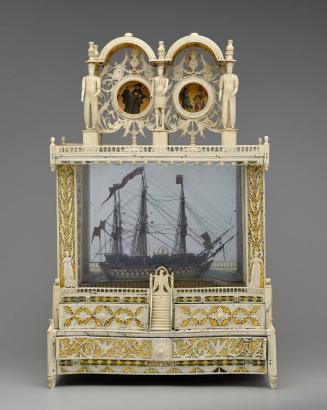 Double Watch Stand with Two-decker 74 Gun Warship, Prisoner of War Model and Stand