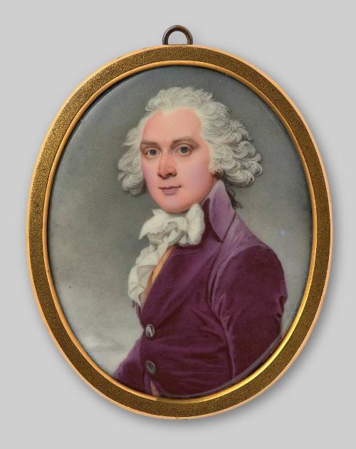 Edward or James Crosse, brother of the artist, in aubergine coat