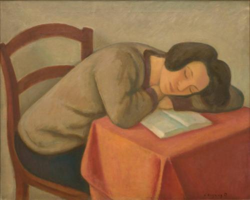 Portrait of Anna Fono Resting her Head on a Table