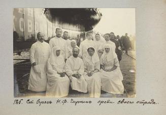 Senior doctor N.F Chuzhin among his team