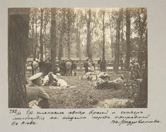 Group of captive Austrian doctors and nurses during the rest before leaving for Kiev