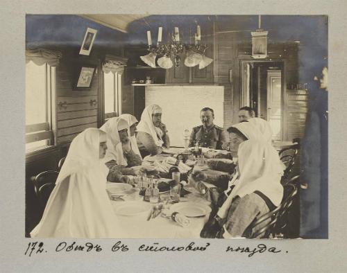 Dinner in the train's canteen