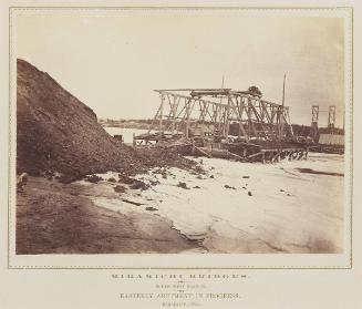 Miramichi Bridges: South West Branch. Easterly abutment in progress. 6th Jan'y, 1874