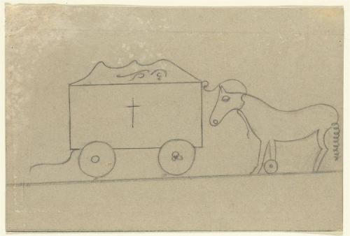 Totenwagen und Pferd