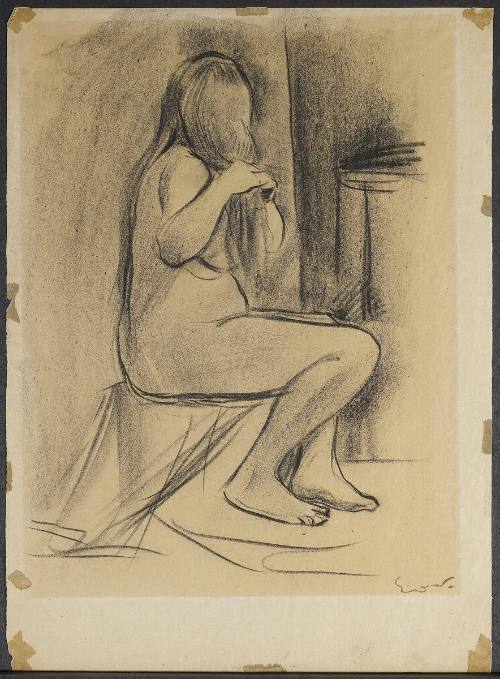 Seated Nude Combing Hair