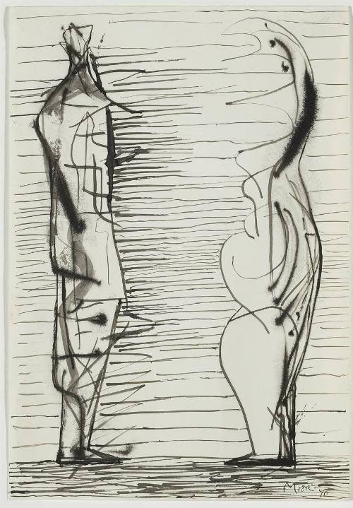 Page from Sketchbook 1970-71: Two Standing Figures No. V