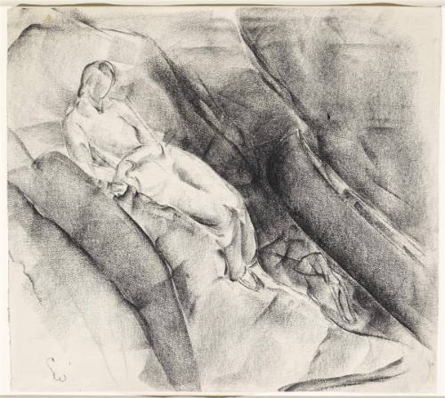 Louise on the Rocks - Pickerel River (recto);Caricatures (verso)