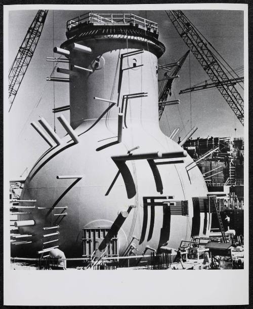 36 meter-high nuclear reactor container being constructed for the Niagara Mohawk Power Corportation, Lake Ontario near Oswego, New York