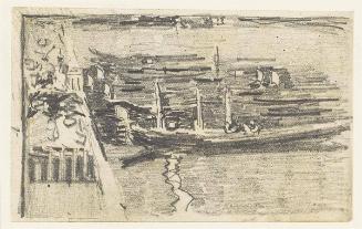 View of Barges at a Wharf