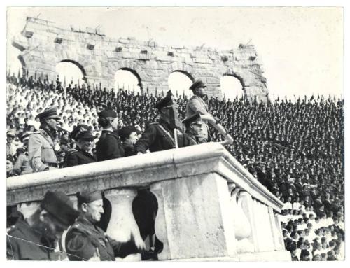 Mussolini speaking in Verona,  Verona, 1938