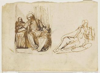 Studies of a Reclining Figure and a Old Testament Scene (recto); Study of a Reclining Turbaned Man (verso)