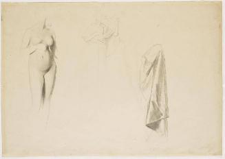 Weiblicher Akt, bekleideter Operkörper einer Frau, Draperiestudie