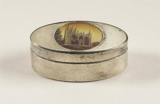 Box. "Peterborough Cathedral" photograph inset on lid