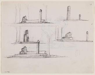 Five Studies for Banting Memorial (iii) (recto); Sketch: Two Allegorical Figures (verso)