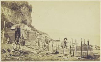 Indians Making Bark Canoe. Lower St. Lawrence River, Quebec