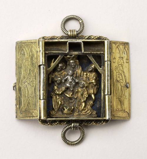 Pendant Triptych: The Adoration of the Magi, St. John, and Virgin and Child